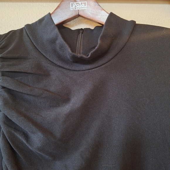 Vivienne Tam Mock Neck Long Sleeve Draping Black Zip Mini Dress Womens Size S - Picture 3 of 6